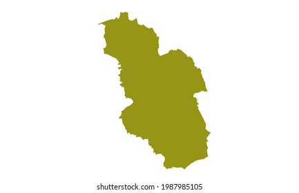 Yellow silhouette map of the city of Gelsenkirchen in Germany on white background