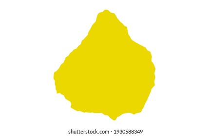 Yellow silhouette of a map of the city of Ibadan in Nigeria on a white background