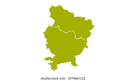 Yellow silhouette map of the city of Lucknow in India