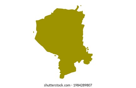 Yellow silhouette of a map of the city of Samara in Russia