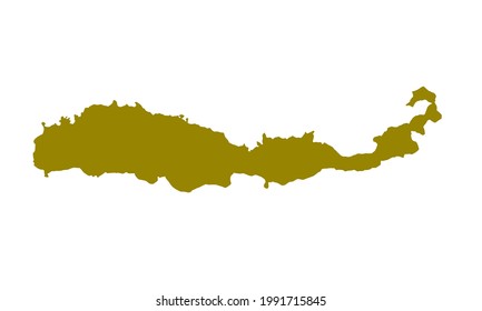 Yellow silhouette map of Flores Island on East Nusa Tenggara