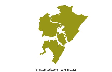 yellow silhouette map of Mombasa city in kenya