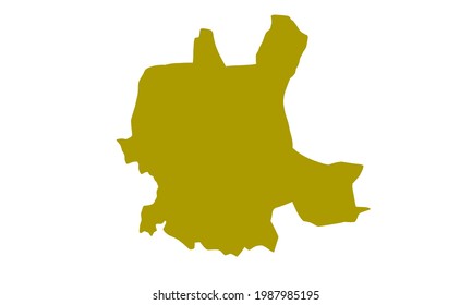 mapa de silueta amarilla de la ciudad de Phnom Penh en Camboya sobre fondo blanco