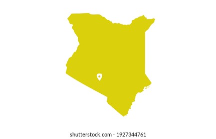 Yellow silhouette of nairobi city map in Kenya on white background