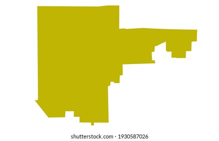 Yellow silhouette of North Las Vegas city map in nevada on white background