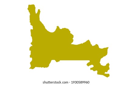 Yellow silhouette of Ogun city map in Nigeria on white background