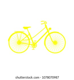 Yellow silhouette of retro bicycle