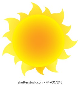 Yellow Silhouette Sun With Gradient. Vector Illustration Isolated On White Background