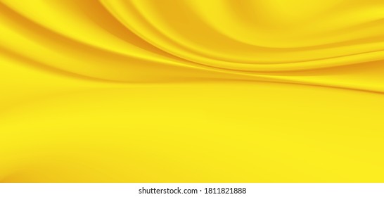 Yellow Silk background Design for product advertising for catalog.gold silk background.Yellow fabric background. smooth texture vector.