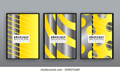 Yellow and silver abstract futuristic templates set, modern creative vector pattern design for web and print decoration, summer vibes, luxury minimal pattern  banner design dynamic geometric cover