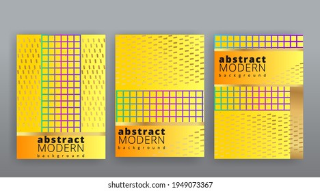 Yellow and silver abstract futuristic templates set, modern creative vector pattern design for web and print decoration, summer vibes, luxury minimal pattern  banner design dynamic geometric cover