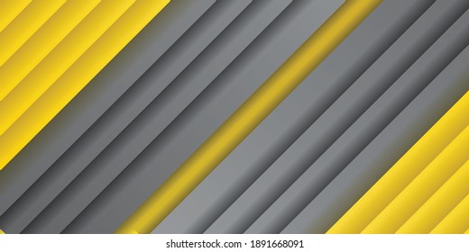 Yellow and silver background with dark grey color composition in abstract. Abstract backgrounds with overlapping rectangle smooth shadow can be used for your ad banners, Sale banner template