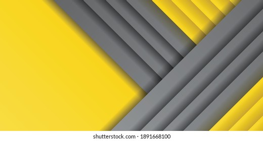 Yellow and silver background with dark grey color composition in abstract. Abstract backgrounds with overlapping rectangle smooth shadow can be used for your ad banners, Sale banner template