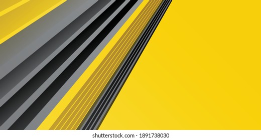 Yellow and silver background with dark grey color composition in abstract. Abstract backgrounds with overlapping rectangle smooth shadow can be used for your ad banners, Sale banner template