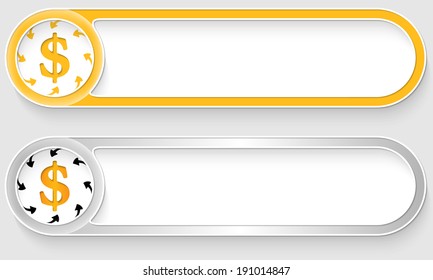 yellow and silver vector abstract buttons with dollar sign