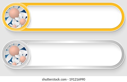 yellow and silver vector abstract buttons with flowers