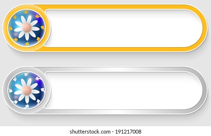 yellow and silver vector abstract buttons with flower