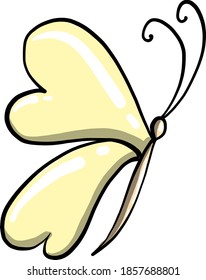 Mariposa amarilla simple, ilustración, vector sobre fondo blanco