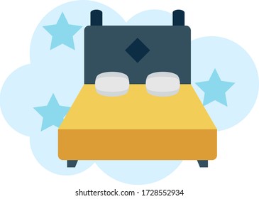 Amarillo Simple Limpio Bed Lanza Llanta Vector Diseño Icono, Muebles domésticos en fondo blanco
