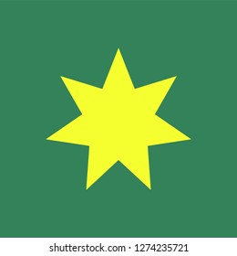  Yellow simple flat style light star flares isolated on 
turquoise background. Vector illustration