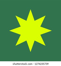  Yellow simple flat style light star flares isolated on 
turquoise background. Vector illustration