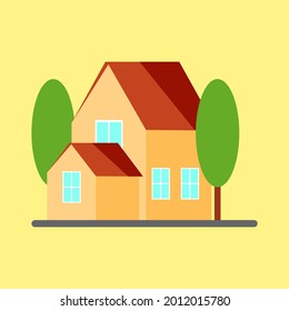 yellow simple house isolated vector