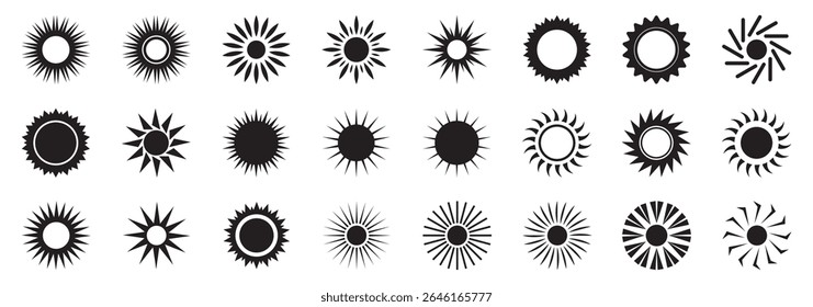 Yellow simple sun, hot summer weather symbol, heatstroke caused by sunlight, vector icon illustration material