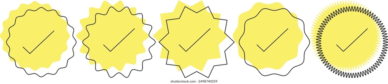   yellow simple vector illustration of verified badge icon vector set eps 10.