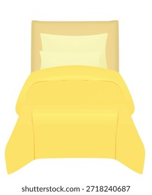 Cama individual amarilla. Ilustración vectorial