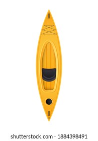 Yellow single kayak top view. For kayaking and rowing design. In a realistic style, Isolated. Vector.