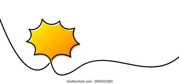 Yellow single line drawn empty speech bubble. Space for text. Vector illustration.