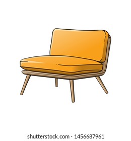 Yellow Single Sofa Illustration, Isolated Graphic Vector