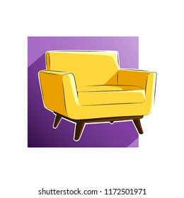 Yellow Single Sofa Illustration Vector