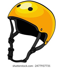 Yellow Skateboard Helmet Illustration Vector