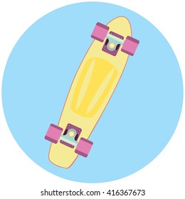 Yellow skateboard. Skateboard summer time. Time to skate. 