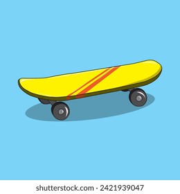 Un vector patinador amarillo con fondo azul