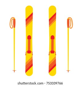 Yellow ski sport on white background