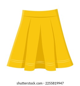 Yellow skirt for women vector illustration. Cartoon drawing of woman clothes, mini skirt isolated on white background. Clothes, fashion concept