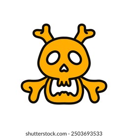 yellow skull cartoon flat design vector illustration. crossbones cartoon