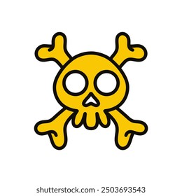 yellow skull cartoon flat design vector illustration. crossbones cartoon