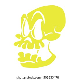 yellow skull cartoon illustration isolated on white