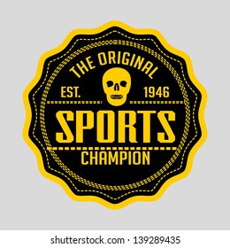 yellow skull champion team vector art