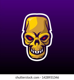 YELLOW skull evil e sports logo gaming mascot or twitch