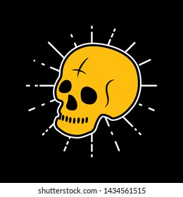 yellow skull head icon illustration  - Vector