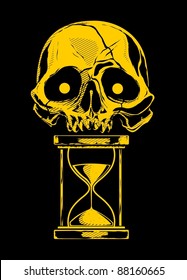 yellow skull with sand time