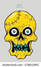 yellow skull scary illustration art