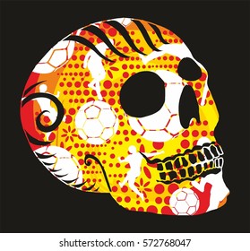 Yellow skull soccer ball graphic design vector art