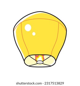 Yellow sky lantern isolated vector illustration