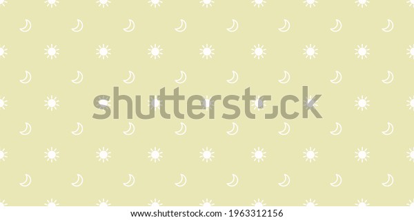 Yellow sky moon and sun seamless repeat\
pattern vector background, wallpaper\
design.
