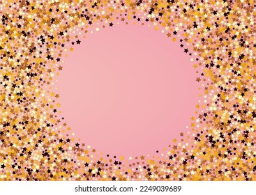 Yellow Sky Vector Pink Background. Gilded Luxury Shine Border. Glitter Cosmos Banner.  Golden Party Sparkle Illustration.